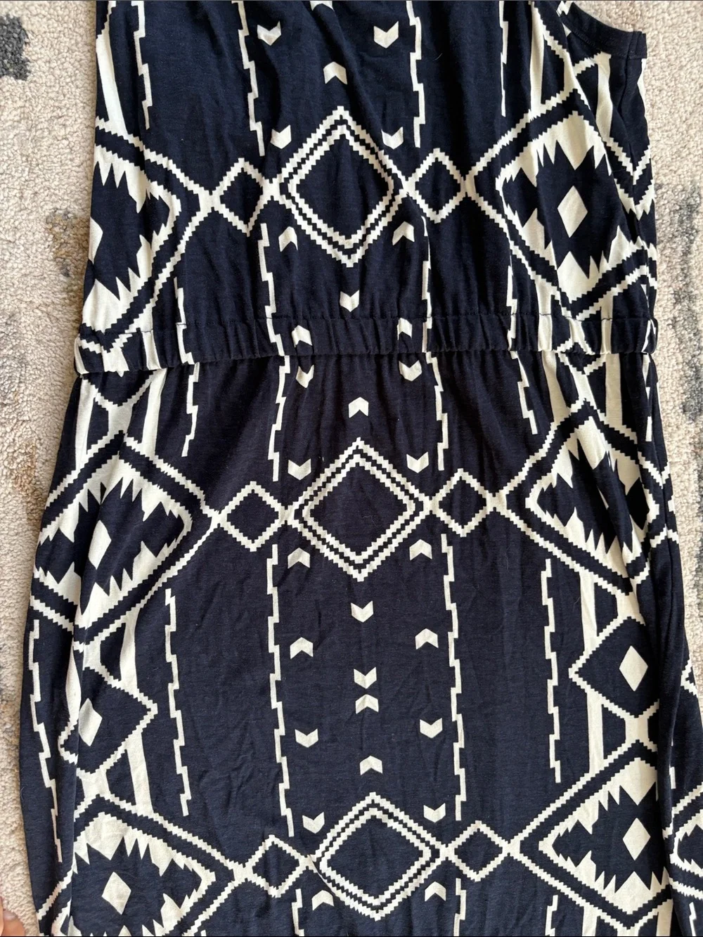 J. Crew Navy and White Geometric Racerback Maxi Dress